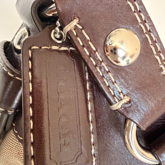Genuine Coach Signature Shoulder Bag – Brown/Tan with Dark Brown Leather Trim - Picture 8 of 14